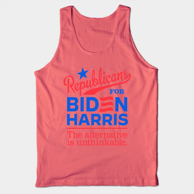 Republicans For Biden, the alternative is unthinkable Tank Top by MotiviTees